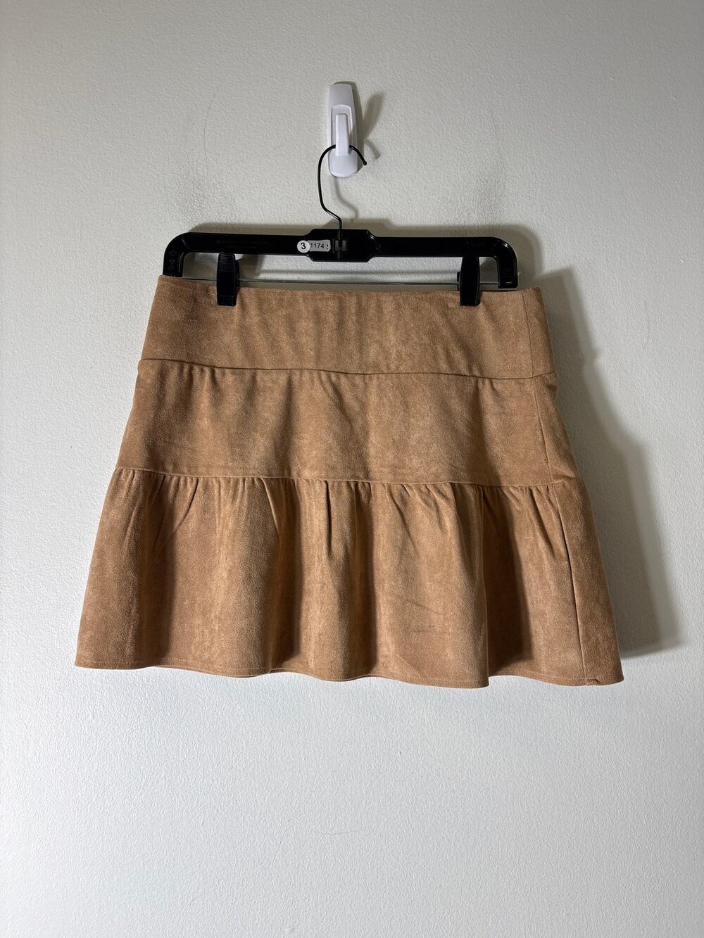 Shug Tan Faux Suede Mini Skirt Sz M